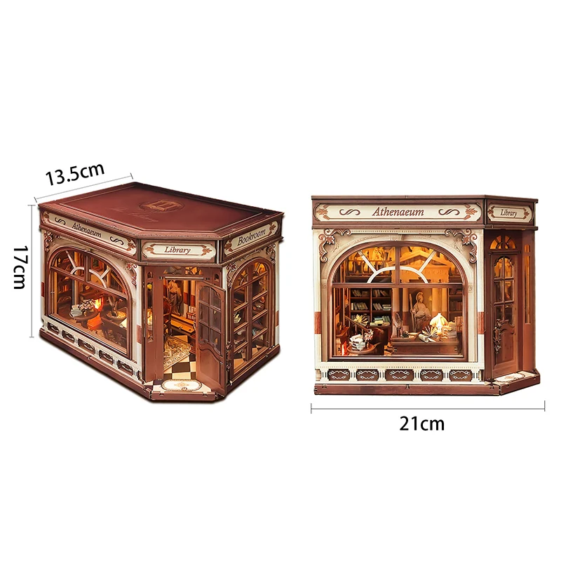 DIY Athena Study Wooden Dollhouse Miniature Furniture Kit 3D Retro Building Model  Assemble Toy Child Adult Christmas Gift Casa