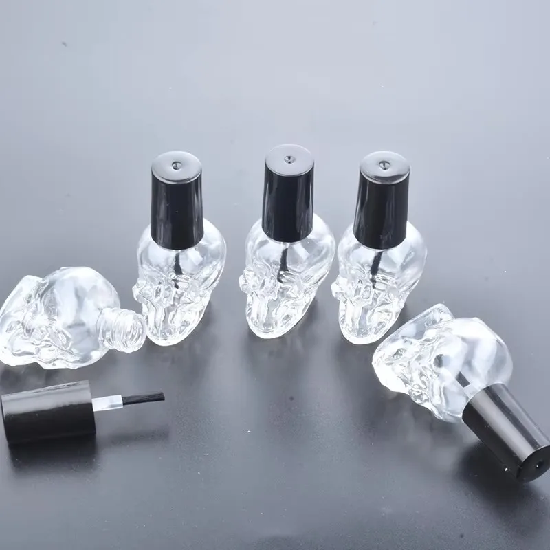 20 peças 10ml transparente vazio esmalte de vidro garrafa recarregável com escova pequenas recipientes cosméticos de maquiagem para viagem