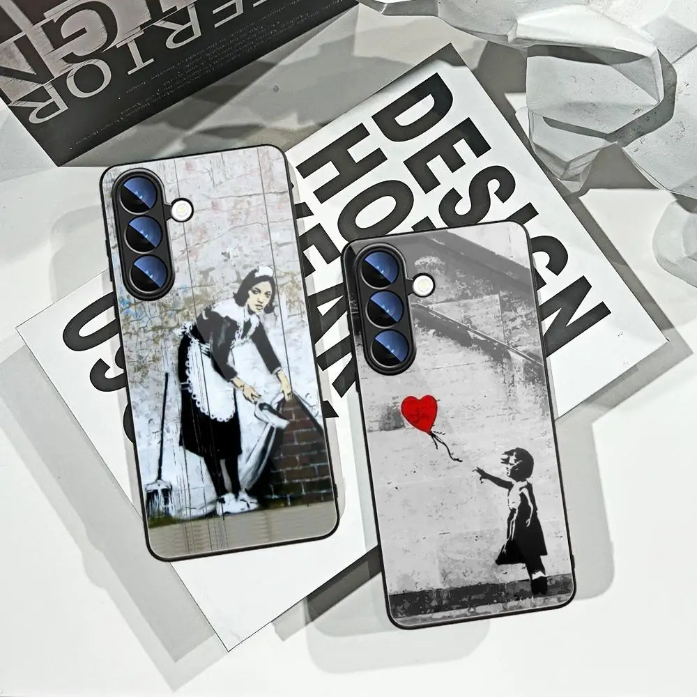 Girl With Red Balloon Banksy Streetart Phone Case For Samsung Galaxy S24 Ultra S23fe S22 S20 S21 Plus A54 A34 A15 25 35 A55 Temp