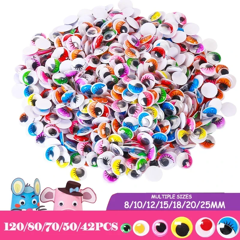 

42-120pcs Colorful Self-adhesive Wobbly Googly Eyes for DIY Scrapbooking Crafts Supplies Dolls Accessories Eyes Handmade Toys