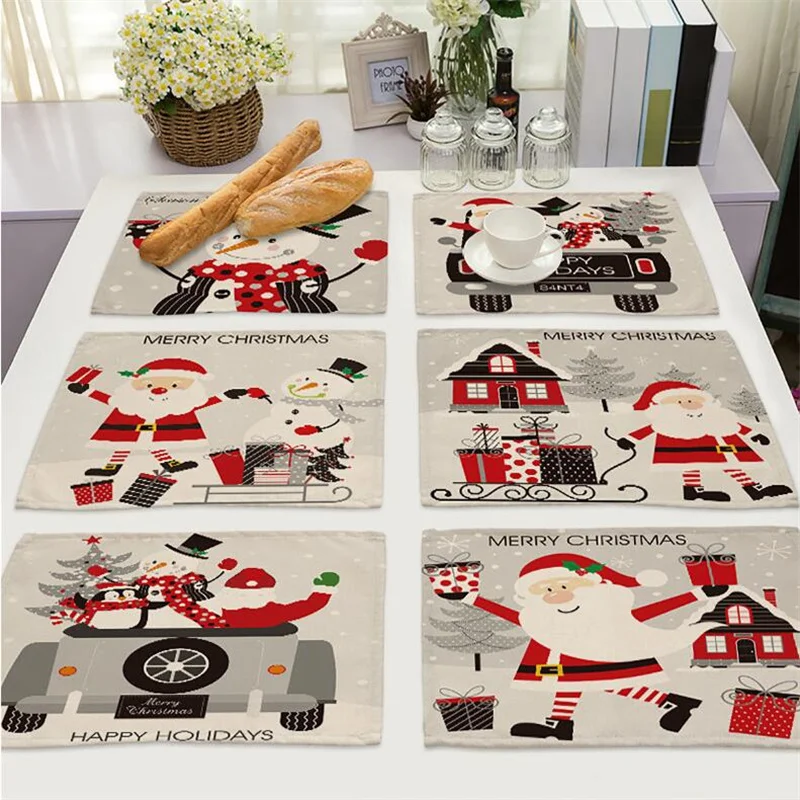 

1PCS Christmas Placemat Holiday Decoration Mat Christmas Table Decoration Insulation Pad Supports Pattern Printing 30*45CM