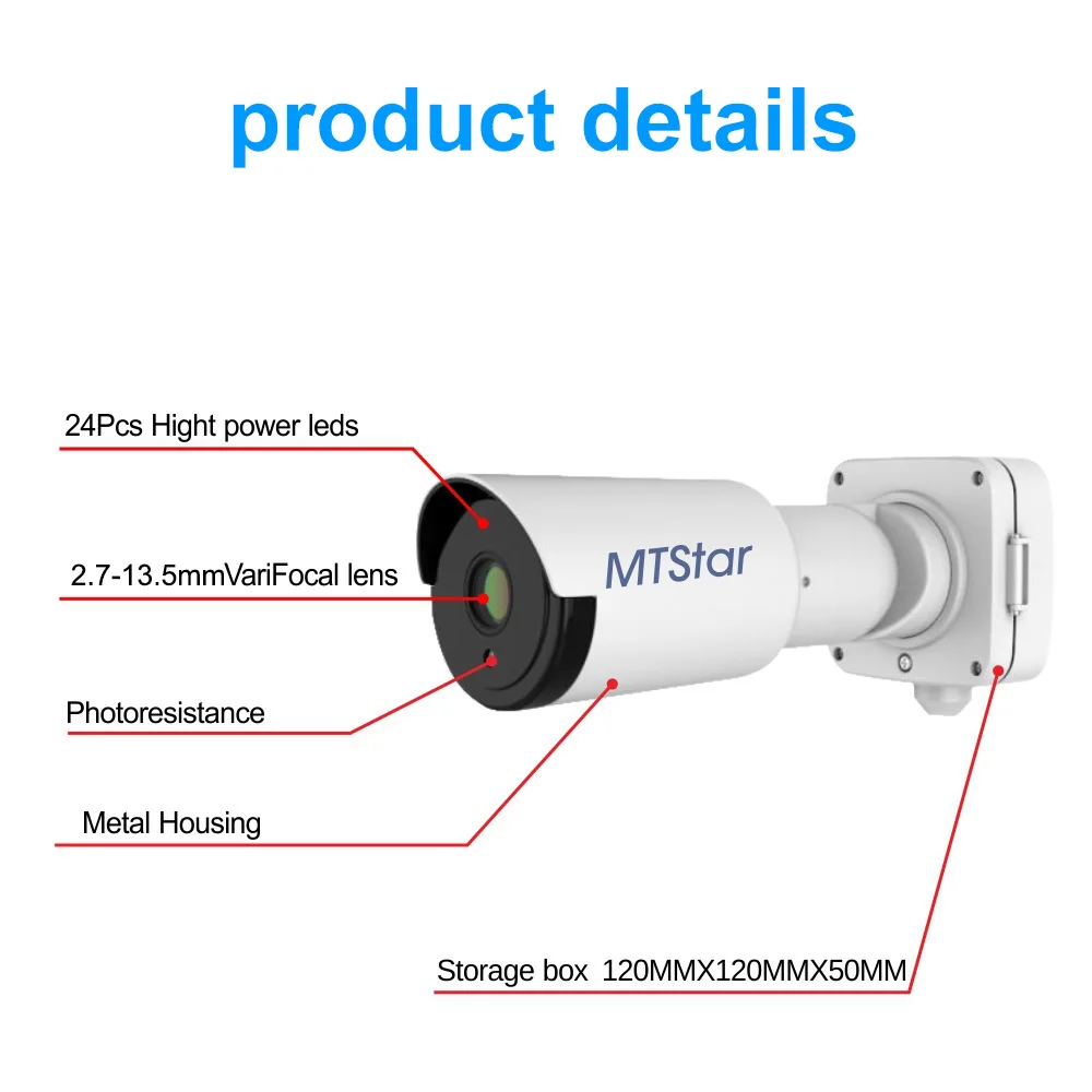 2MP Starlight Night IR 50m PoE Network CCTV IP Bullet Camera Security Protection  P2P Onvif Danale With Bracket And Junction Box