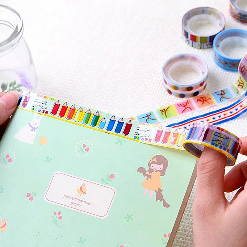 10 Stuks In Stijl Schattige Cartoon Mini Washi Tape Meisje Hart Student Collage Dagboek Kleurrijke Afplakband Stickers