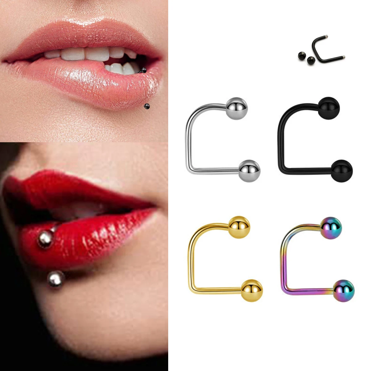 Medusa Piercing joyería labio anillos Tragus cartílago pendientes 18K chapado en oro labio aro para regalo adolescente mujeres joyería corporal perforada