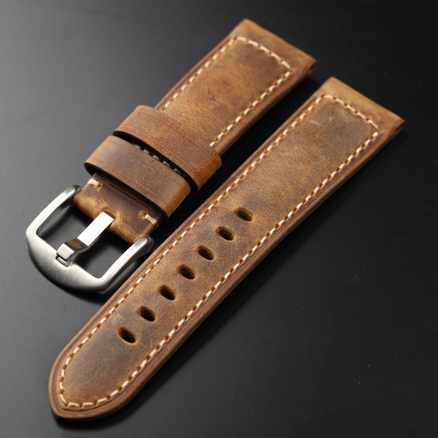 Italienisches Oberschicht-Rindslederarmband, 20 mm, 22 mm, 24 mm, echtes Leder im Retro-Stil für Herren, kompatibel mit PAM111 441
