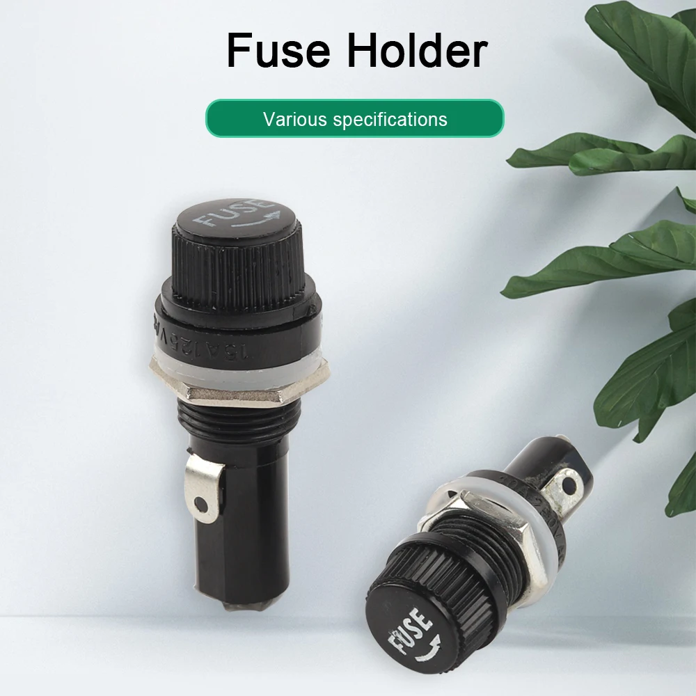 5/10PCS Holders Thread / Cross 5x20mm Fuse Holders 6x30mm Black Knob Seat Insurance Tube Socket 250V For Insurance Panel Mount