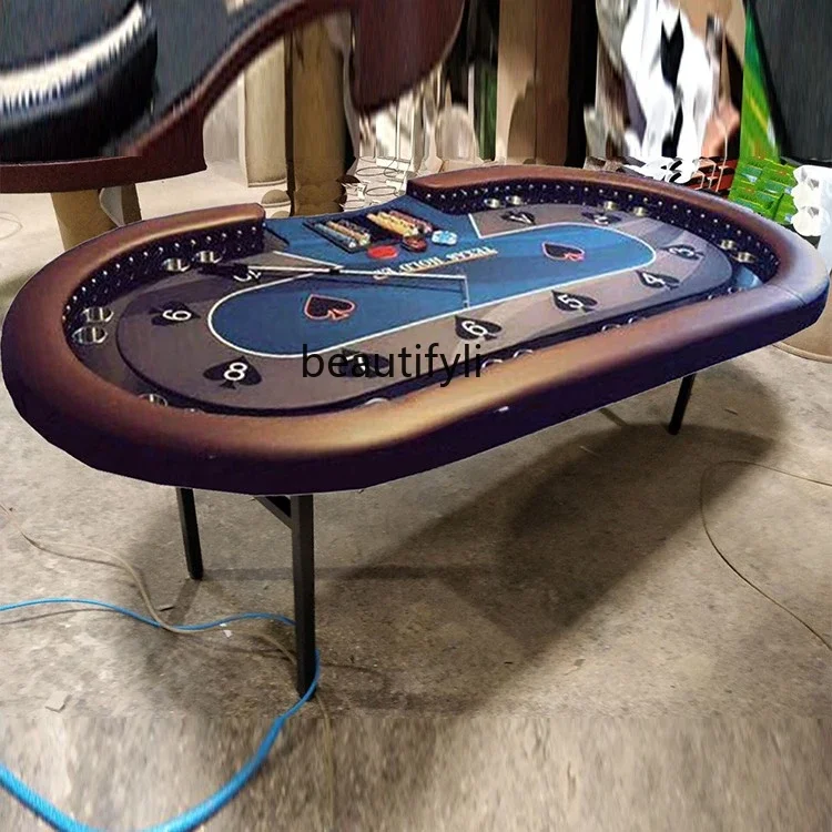 

z.Texas Poker Table rivetti decorativi in pelle marrone Professional Factory Custom Luxury Texas Table