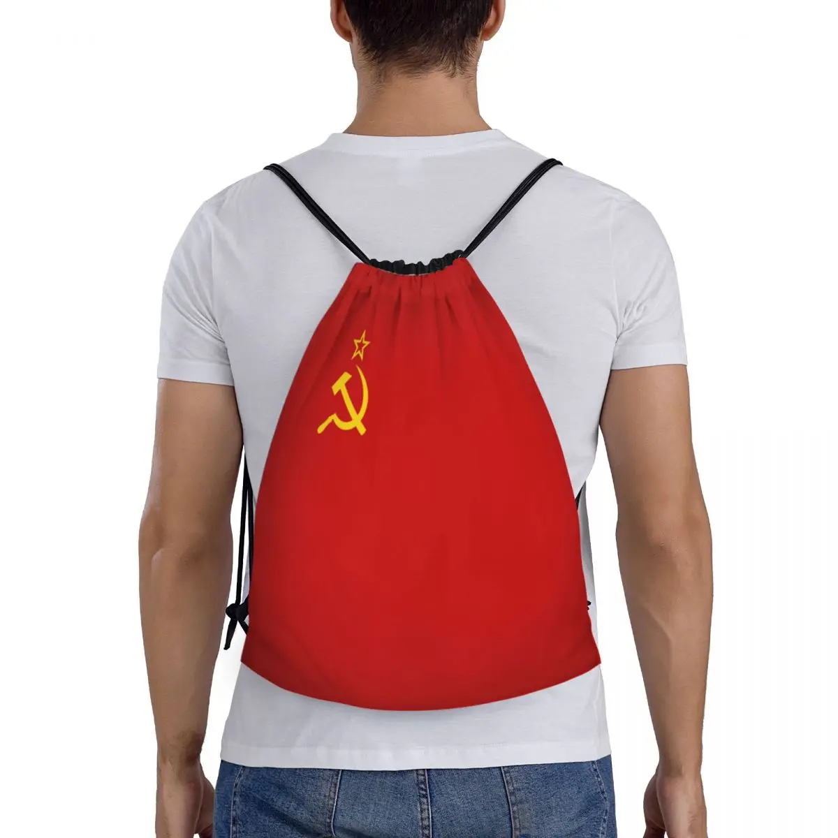 Saco com cordão para mulheres e homens, mochila portátil de ginástica esportiva, mochilas de compras CCCP russas, bandeira da União Soviética