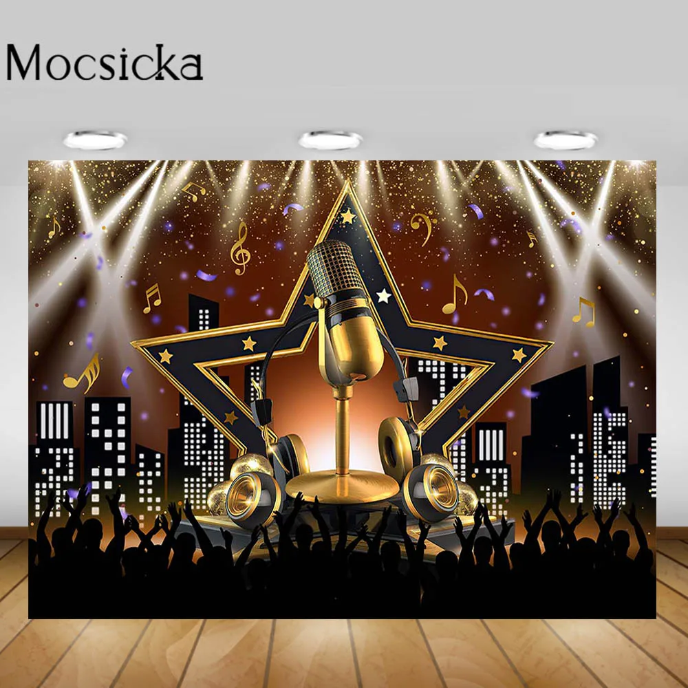 

Mocsicka Adult Birthday Party Decorations Photo Background Rock and Roll Rock Star Music Nights Backdrop Studio Props Photobooth