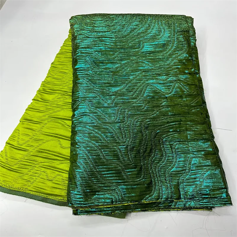 

Green/Yelllow African Lace Fabric with Sequins, Heavy Sequins Embroidered Tulle Fabric, Sewing Dresses, High Quality, Luxury