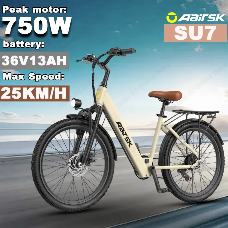 

Electric Bike 750W Peak Motor 36V13AH Lithium Battery Aldult E Bike Dual Disc Brakes 24-inch Tires LGD Display Electric Bicycle