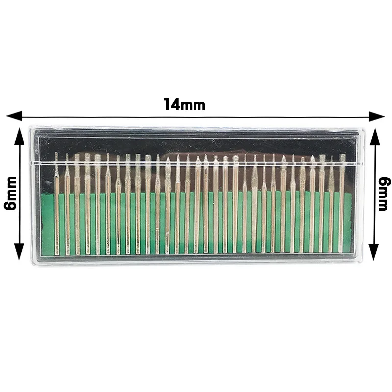 30Pcs 3mm Shank Grinding Cutting Head Drill Bits Set Diamond Dremel Rotary Carving Polishing Tool Conical Ball Grinding Head