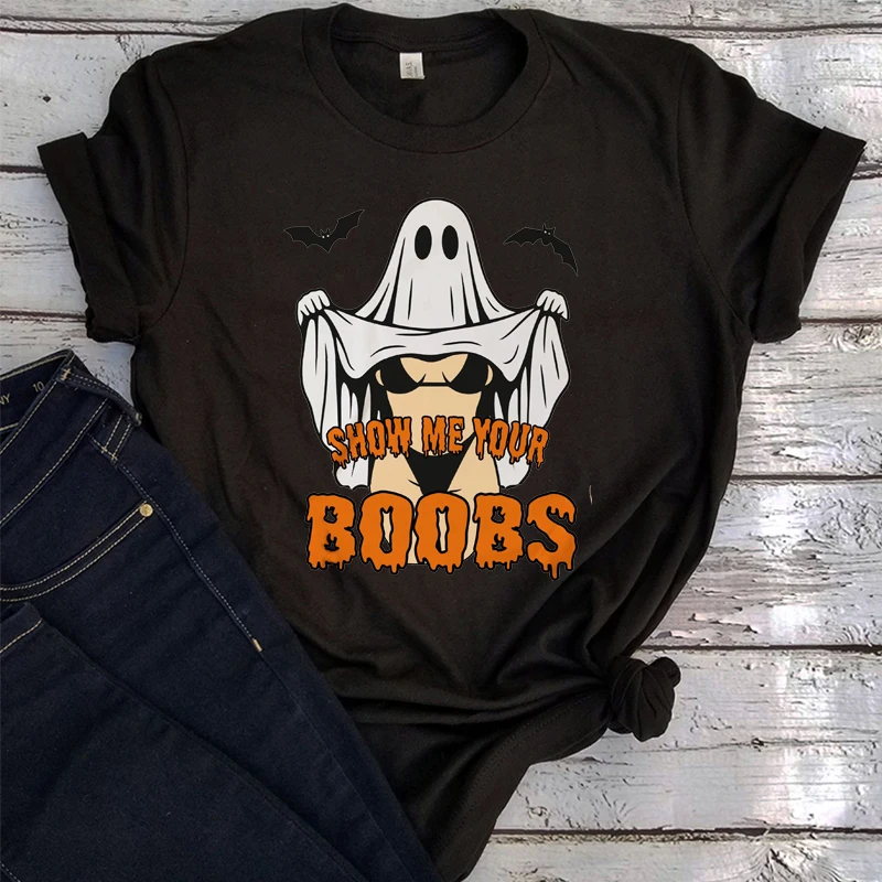 

Funny Halloween Shirt Ghost Spooky Season Tee Trendy Funny Halloween T-Shirt Design 2025 Funny Tops Gothic