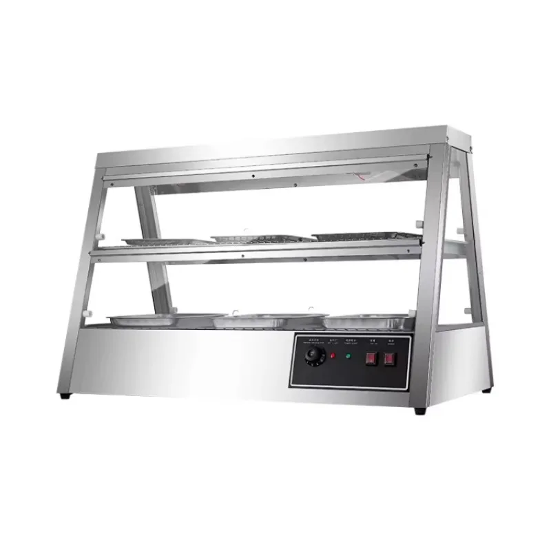 Commercial Insulated Stainless Steel Heating Cabinet Electric Constant Temperature Moisturizing Snack Display for Fried Chicken