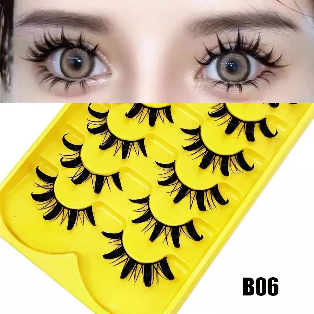 6 ペアうっすらふわふわつけまつげドラマチック厚いロング 3D フェイクミンクまつげ手作りクラフトソフトバンドタイまつげ