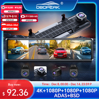 OBDPEAK 4K Dash Cam A8 4-Channel Record 1080P ADAS BSD Car DVR WIFI APP Rear View Mirror Auto Video Camera Ultra HD 24H Parking