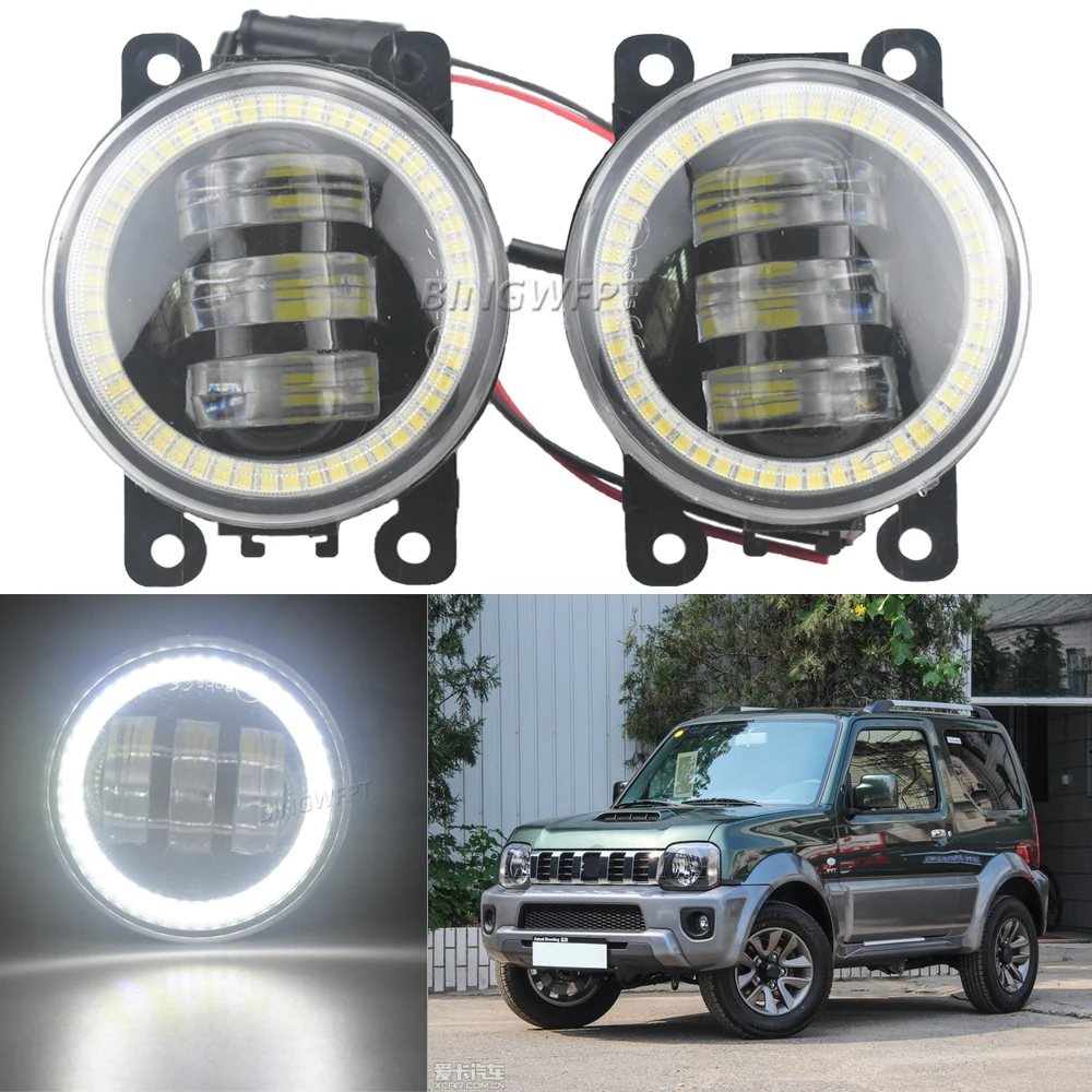 

Pair Car LED Lens DRL Fog Daytime Running Lamp Angel Eye Fog Light For Suzuki Jimny FJ Closed Off-Road Vehicle 1998-2014