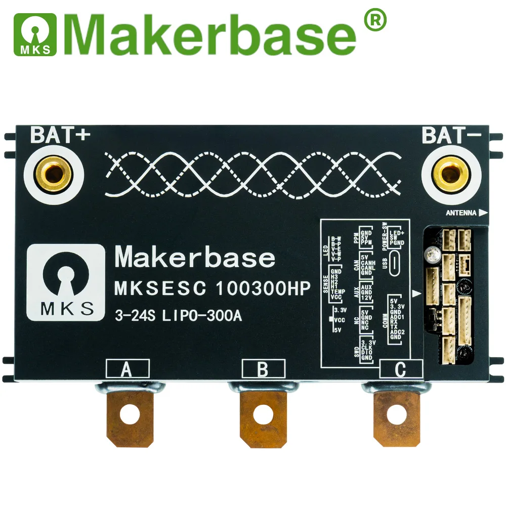 Makerbase VESC 100300HP FOC 100V 300A одиночный ESC на базе VESC для электрического скейтборда/самоката/регулятора скорости электровелосипеда/скейтборда