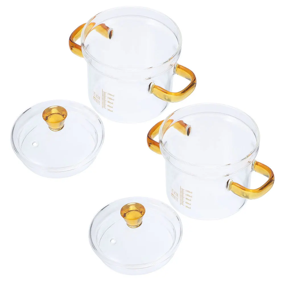 

2Pcs Glass Stew Pot Heat-Resistant Kitchenware Versatile Cooking Pot for Soup Noodles and Delicacies Heat-Resistant