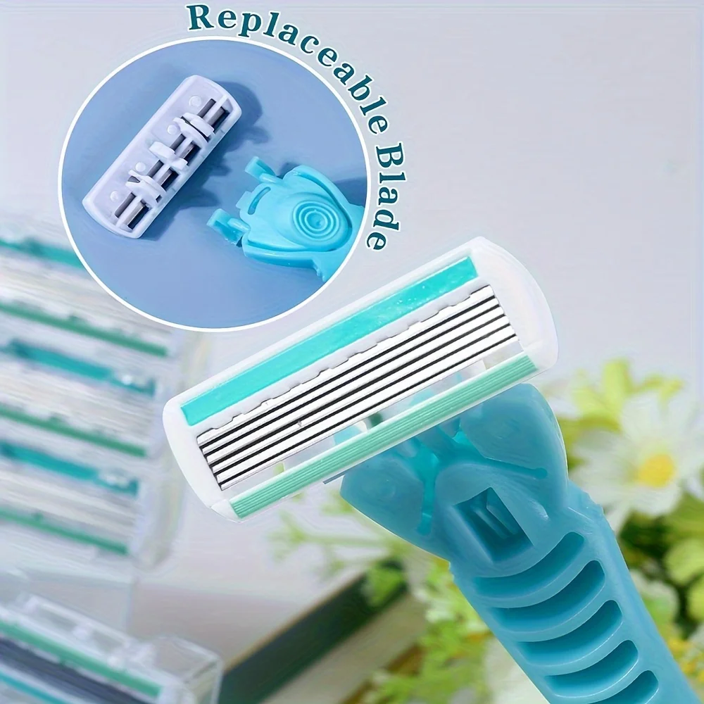 ماكينة حلاقة يدوية للنساء لكامل الجسم مقاومة للماء متعددة الطبقات شفرات من الفولاذ المقاوم للصدأ مضادة للخدش رأس 2025 موديل جديد #4