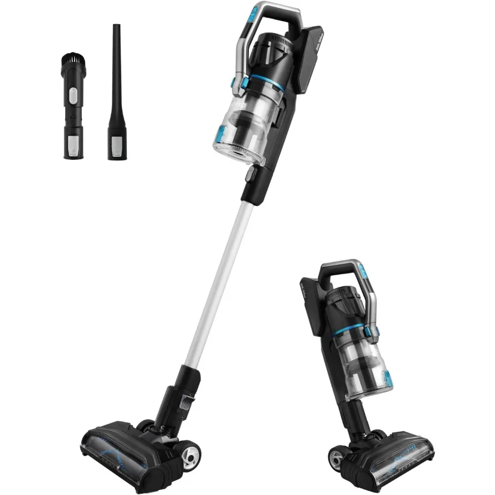 

Lightweight Cordless Vacuum Cleaner, High Efficiency Powerful Motor LED Headlights, Convenient Stick and Handheld Vac, Black