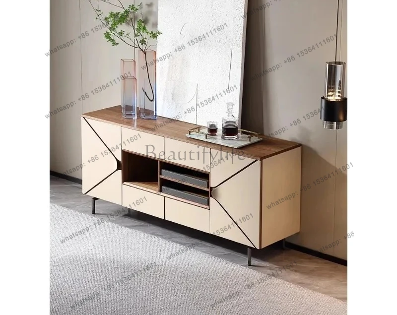 

X4 minimalist saddle skin rock slab dining side cabinet, porch against the wall locker, heightened master bedroom TV cabinet