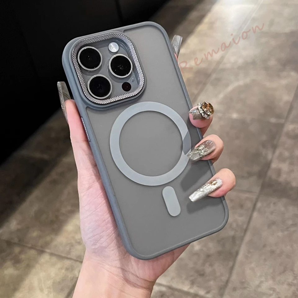 Luxury Matte Magnetic Phone Case For iPhone 15 14 16 Plus 11 12 13 16 Pro Max Magsafe Wireless Charge Protector Hard Cover