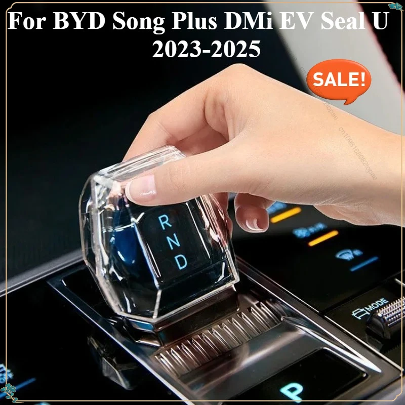 

For BYD Song Plus DMi EV Seal U 2023-2025 Gear To Protect The Shell Shift Transparent Shift Head Interior Car Accessories