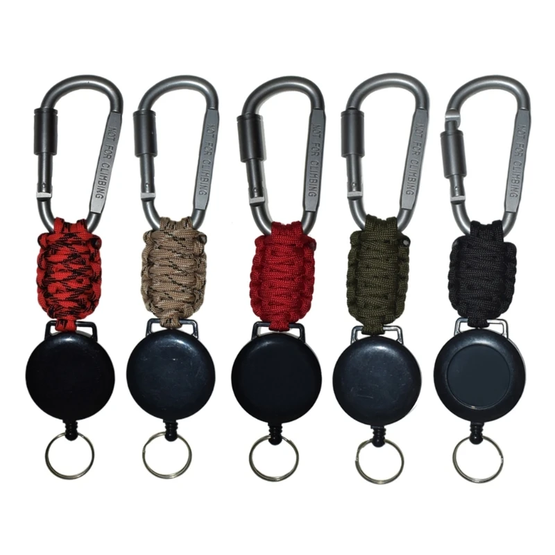 Extendable Keychains Badges Holder Badges Holder Strong Casing Metal Coiled Steel Wire Rope Carabiner Keyrings