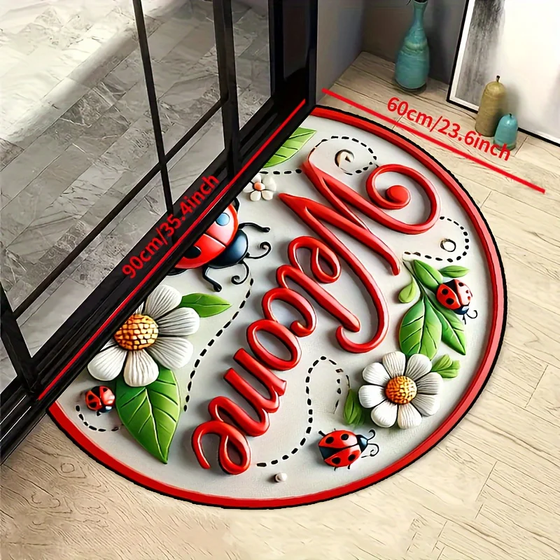 Red White Poinsettia Pine Branch Berry Vintage Rug For Christmas Doorstep Decor Durable Outdoor Floor Mat