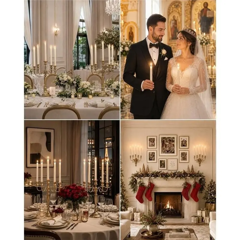 ABMS-Window Candles 9.8In Real Wax LED Flameless Taper Candles 6Pack With Remote, For Fireplace Christmas Wedding Party Decor - view 3