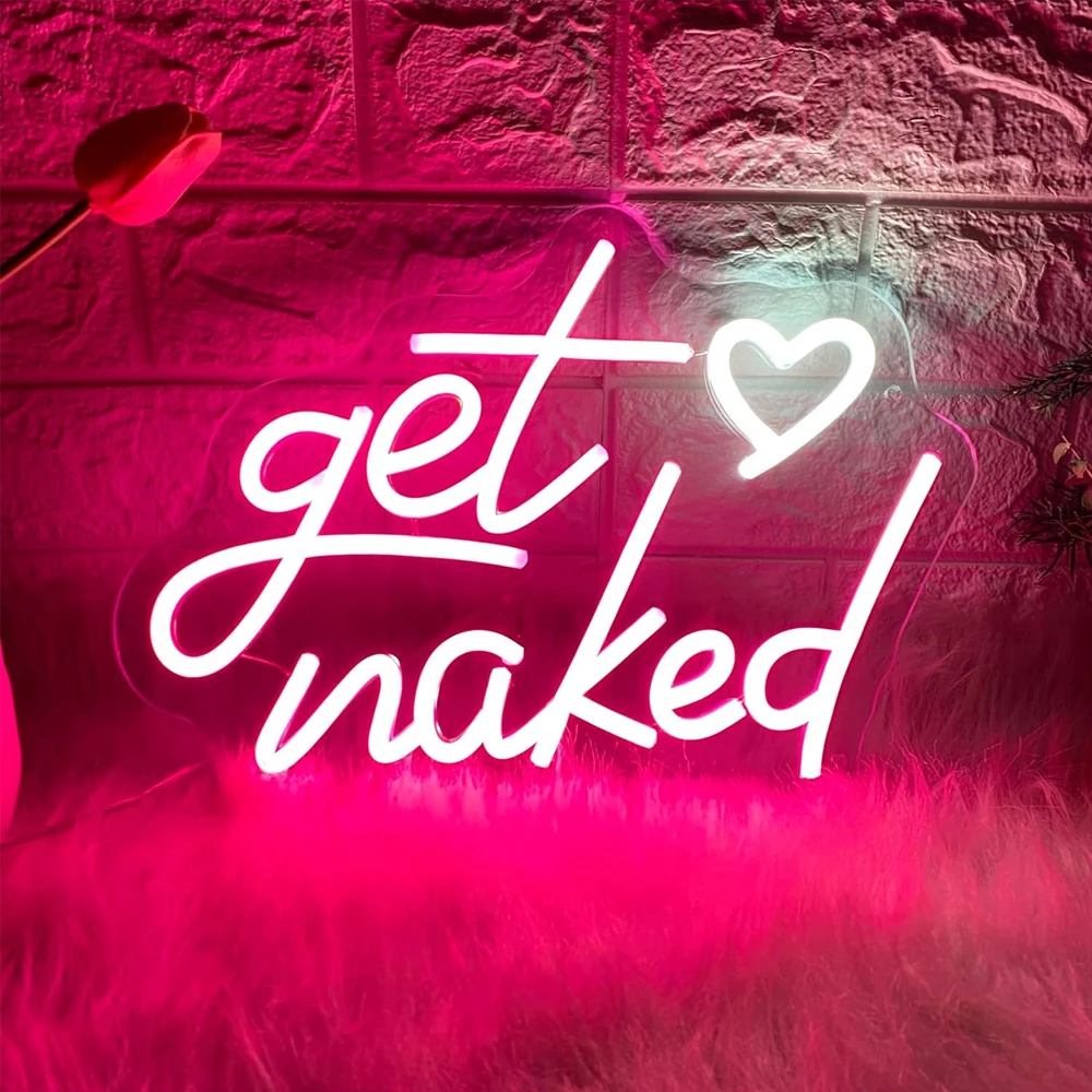 Get Naked Neon Sign, Neon Light LED Wall Decor Signs for Bedroom Bathroom Room Decor Valentines' Day Couple Boyfriends Gifts