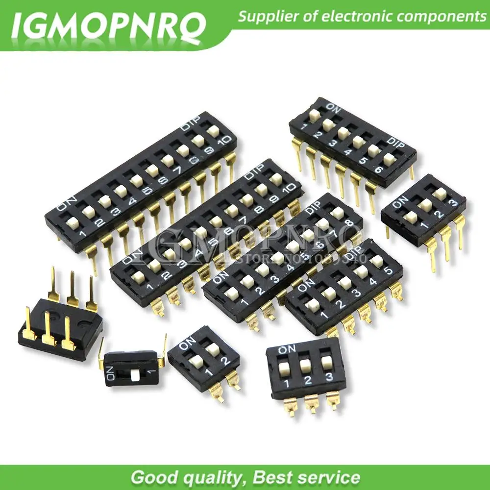 5PCS Toggle switch DIP SMD 1/2/3/4/5/6/8/10PIN ibuw slide switch socket 1 2 3 4 5 6 8 10 bits Pitch 2.54mm Black Snap Switch