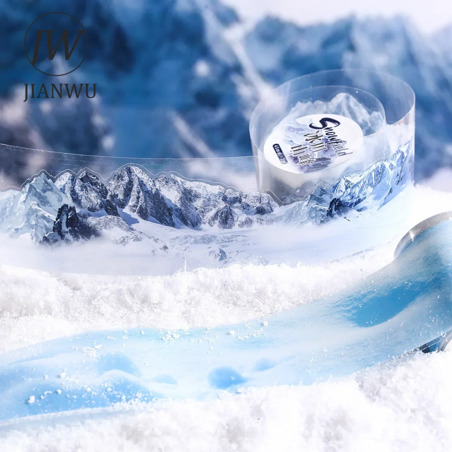 JIANWU 45mm*200cm Snow Field Series Vintage Winter Mountain Landscaping Material Collage PET Tape Creative Journal Stationery