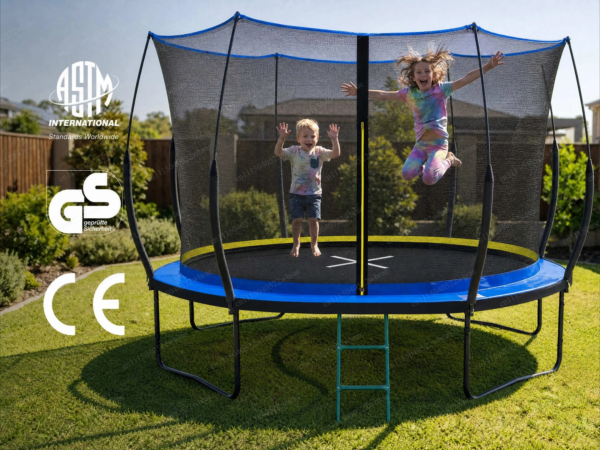 Outdoor large trampoline with safety net ladder jumping bed adult trampoline elastic