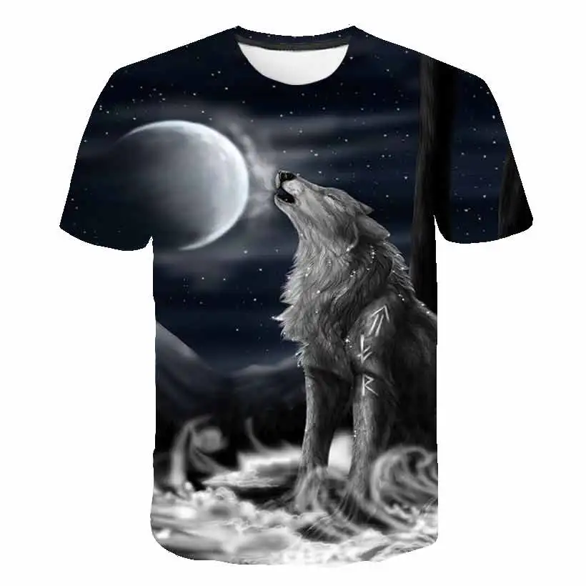 

Kids Boys T-shirt Baby Short Sleeve Animal Wolf Tops Children Summer Print 3D Sweatshirt 1-14 Years Boy Girl Cool Wolf T Shirts