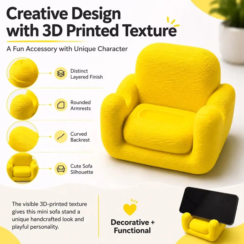Mini Sofa Phone Stand Cute Cream Style Desk Decor Universal Smartphone Holder Gift For Student Office Worker