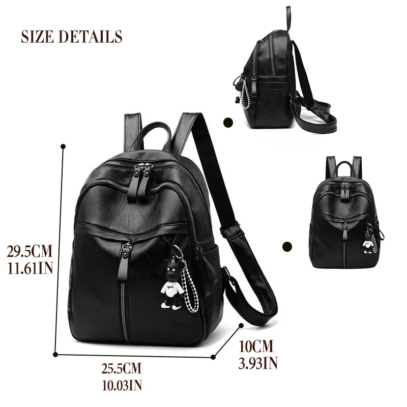 Korean Fashion PU Backpack Casual Large Capacity Outdoor Travel Bag Academy Style Travel Bag Shopping Mommy Bag