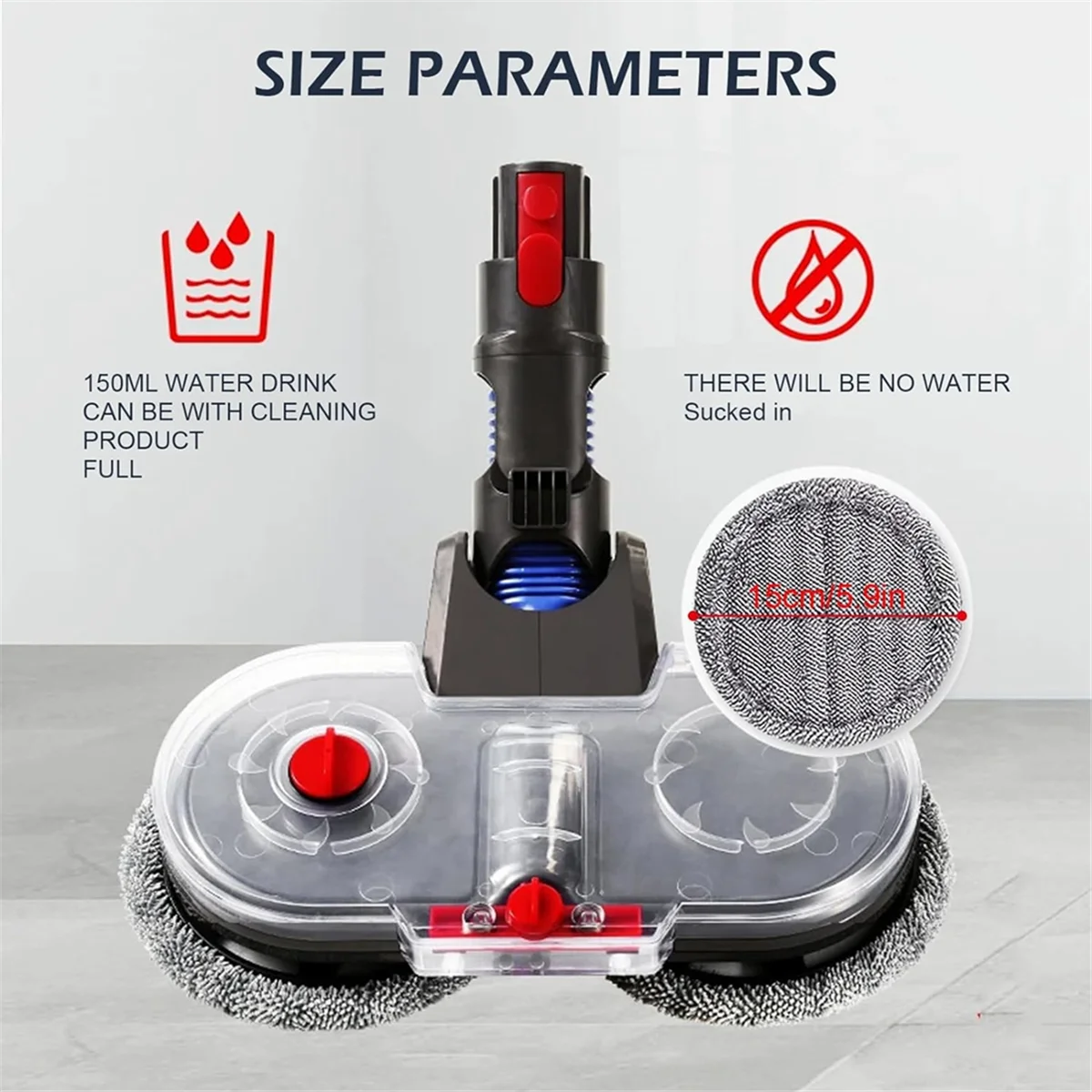 The New Electric Mop Attachment for V7 V8 V10 V11 V15, Dual Rotating Motors with 6 Pieces Washable Mop Pads