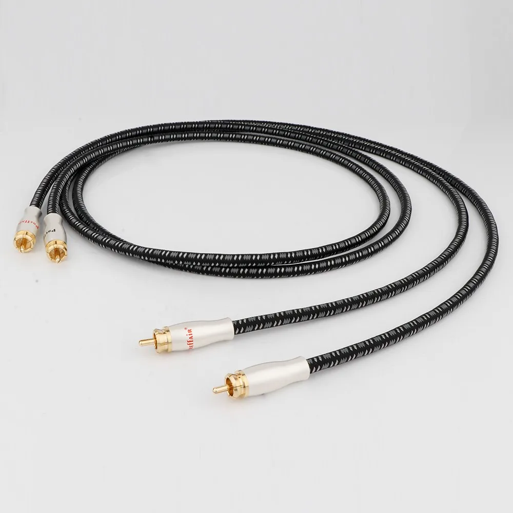 زوج مطلي بالفضة 6N OFC Dual RCA إلى Dual RCA لمكبر الصوت في السيارة ومضخم الصوت