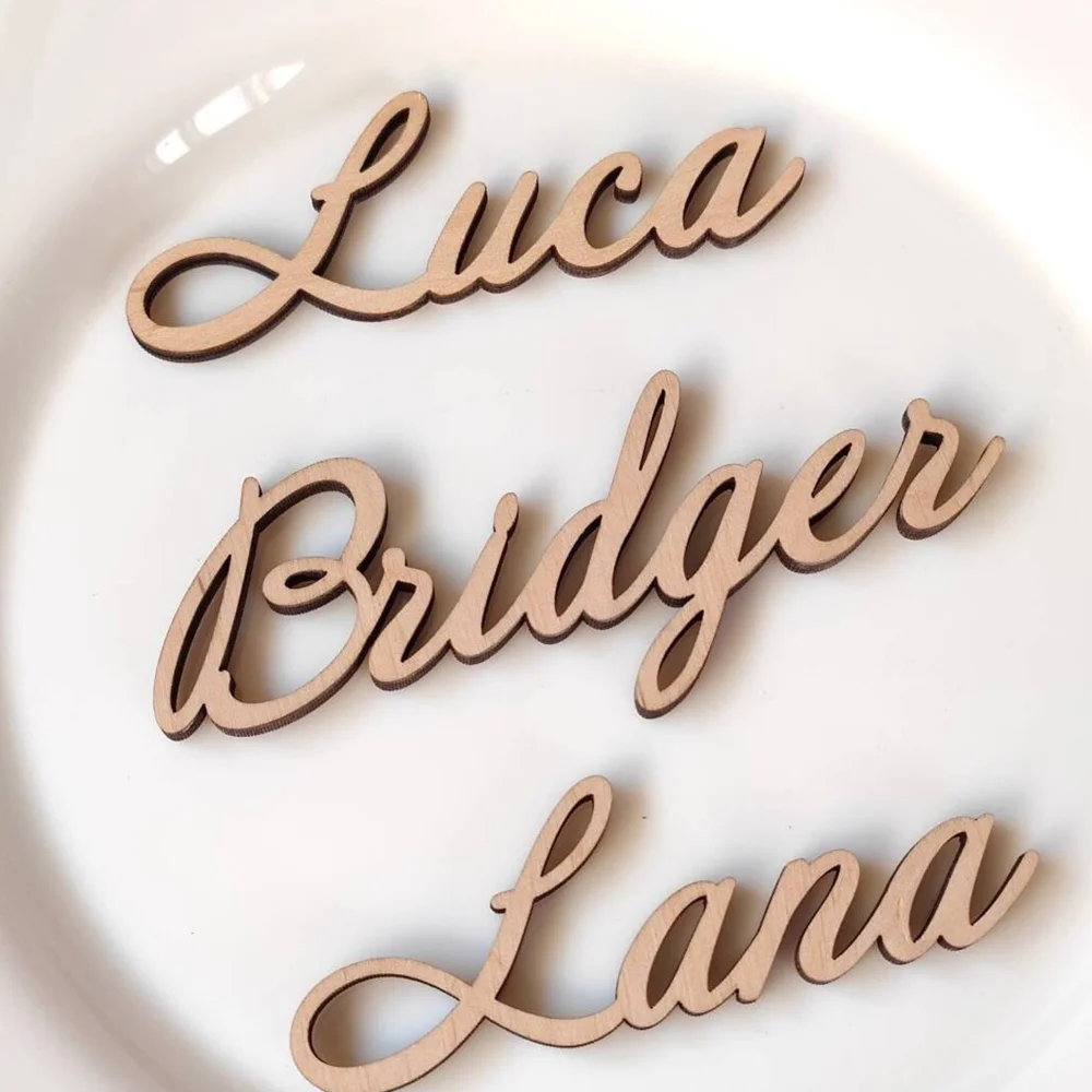 Personalized wooden name place cards Guest names setting Dinner place cards Laser cut Custom wooden tags Seating chart - view 4