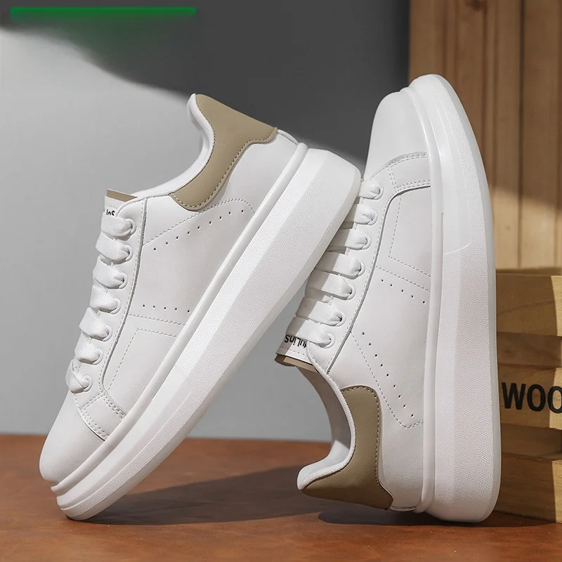

Men's Breathable Sports Sneakers Heightening Casual Trendy Youth All-match Board Shoes Summer New Arrival Wood Forest White S...