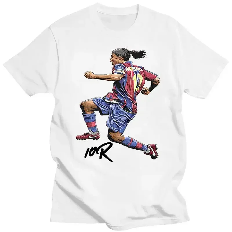 R10 verão masculino de alta qualidade camisetas nerd harajuku 2024 roupas masculinas ronaldinho em torno do pescoço qualidade premium ilustrado camiseta