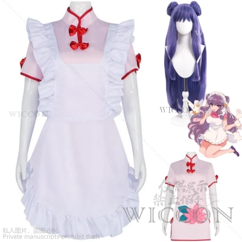 Anime Ranma 1⁄2 Nibun-No-Ichi champú Cosplay disfraz peluca estilo chino Chi-Pao vestido de sirvienta mujer Sexy Kawaii traje de fiesta Lolita