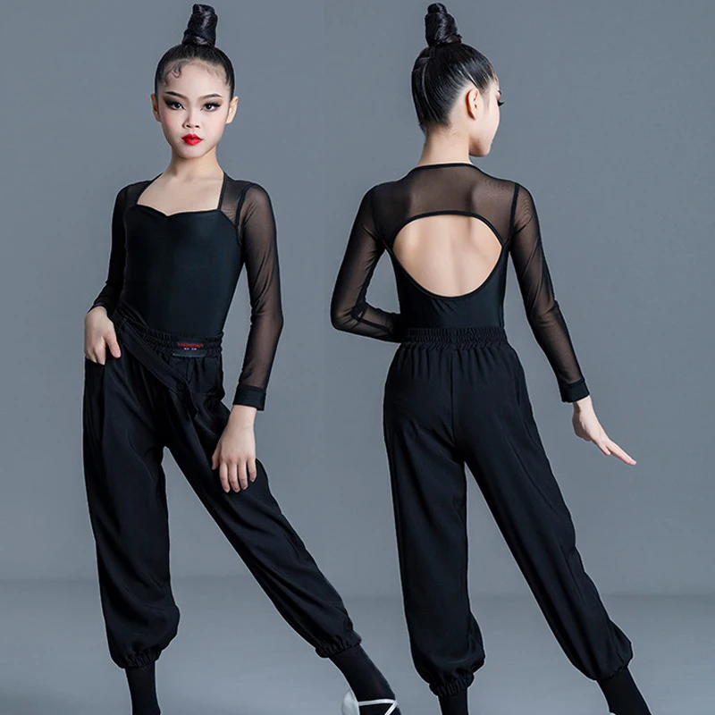 

Сальса Румба Самба Костюм для латинских танцев для девочек Костюм с длинными рукавами Модные штаны для латинских танцев для девочек Одежда для практики Платья