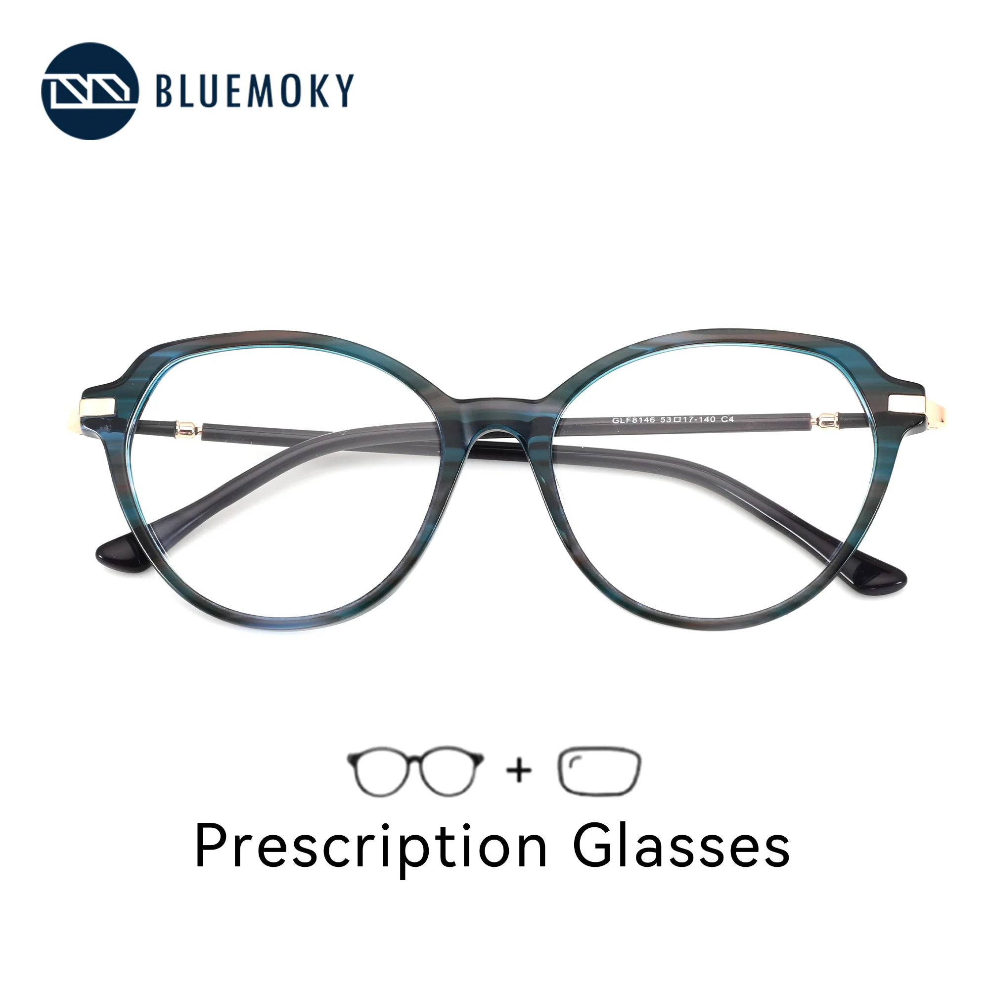 BLUEMOKY Acetate Round Prescription Glasses For Women Myopia Eyewear Photochromic Multifocal Grade Glasses Near And Far