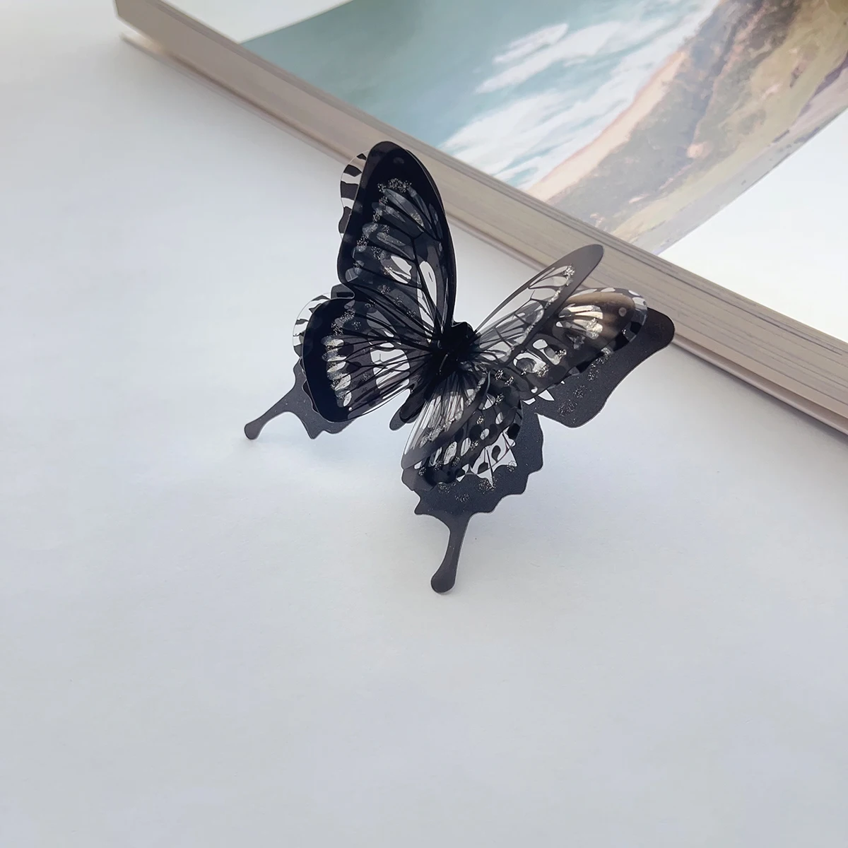 1 large black butterfly ring Female dark department Gothic style exaggerated personality fashion accessories ring can be adjuste