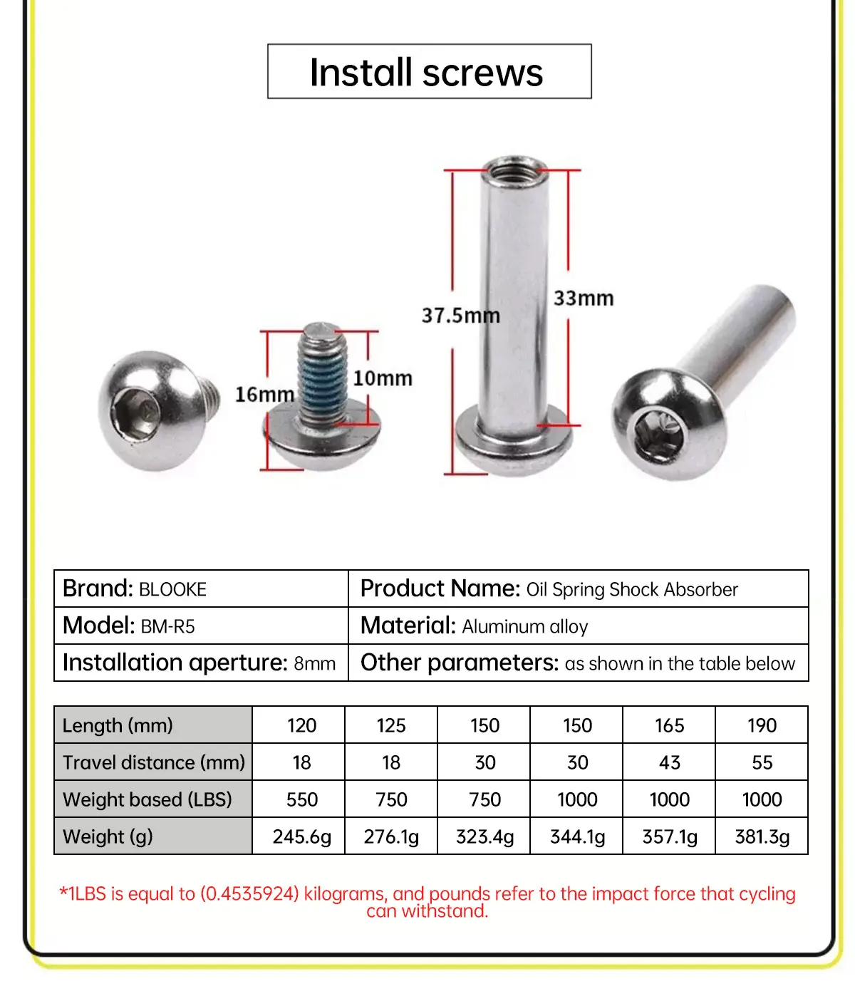 BLOOKE R5 Hydraulisches Hinterrad-Stoßdämpfer-System mit Mittelmontage und Ölfederung für E-Bikes und Roller – Detail 5