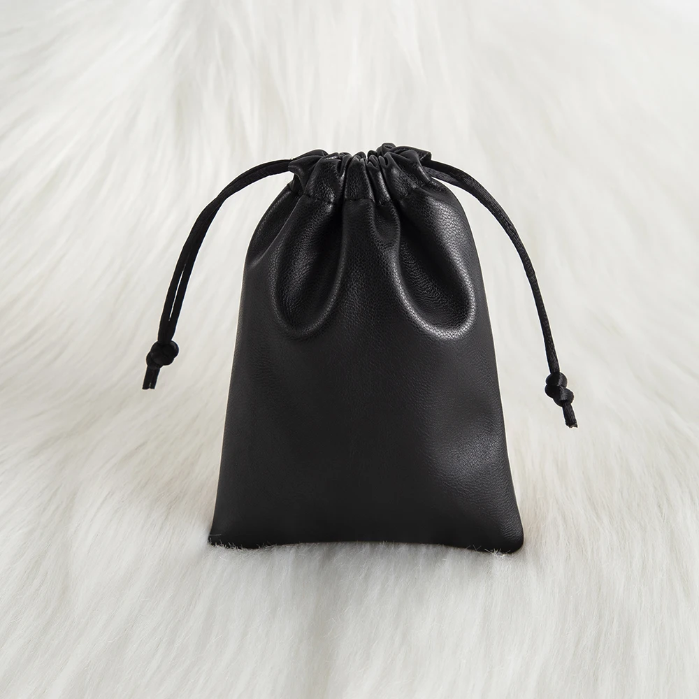 5Pcs Jewelry PU Leather Drawstring Black Bag Wedding Favors MakeupPendant Bracelet Necklace Display Storage Personalized Pouch