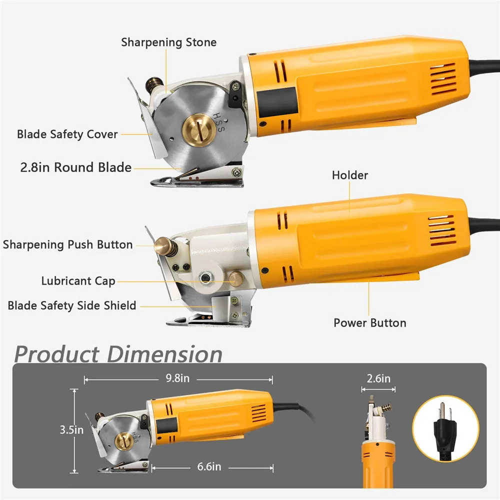 Electric Rotary Fabric Cutter Rotary Digital Scissor Cutting Thickness Fabric Cutting Machine Paperboard Leather Plastic Trimmer